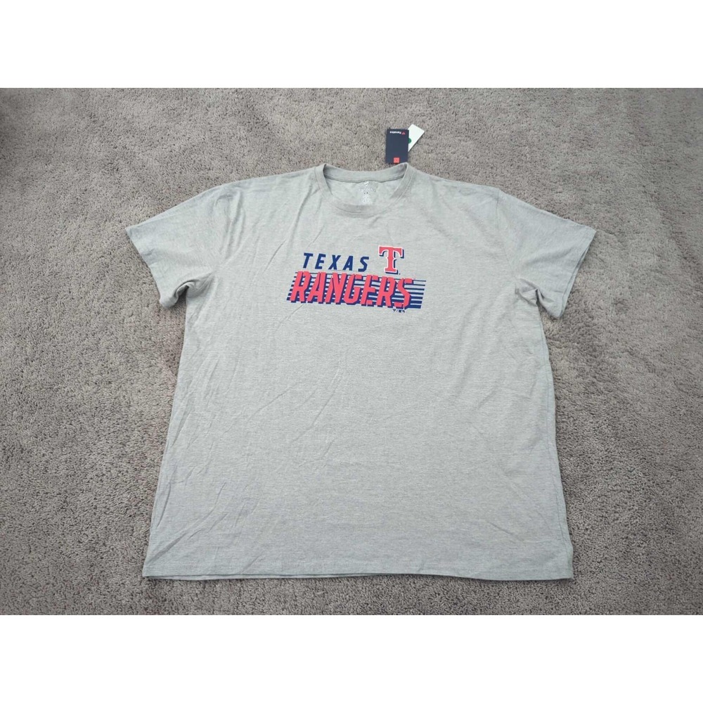 Texas Rangers T Shirt Mens 4XL MLB Baseball Fanatics‎ 90% Cotton Gray